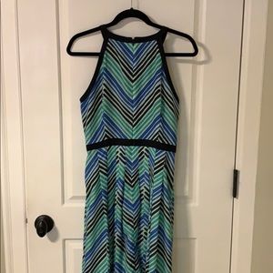 Ann Taylor Loft Halter Maxi Chevron Print Dress